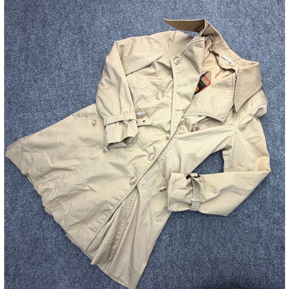 Vintage Fox Run Yugoslavia Plaid Lined Trench Coat Sz 5